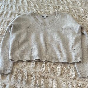 Autumn Cashmere Light Gray V-Neck Sweater